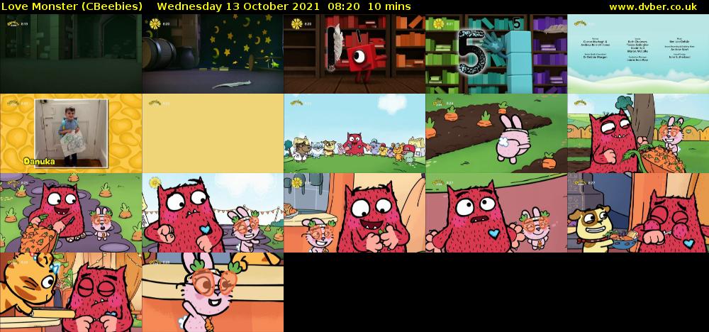 Love Monster (CBeebies) Wednesday 13 October 2021 08:20 - 08:30