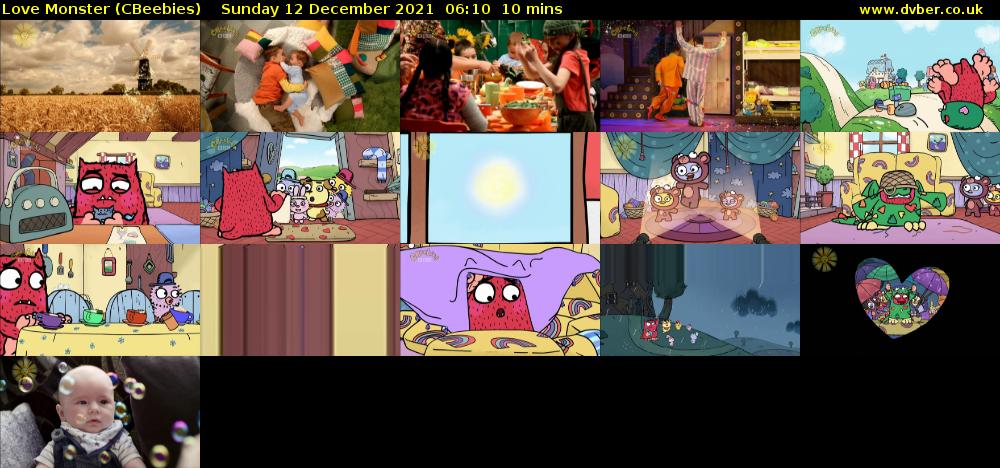 Love Monster (CBeebies) Sunday 12 December 2021 06:10 - 06:20