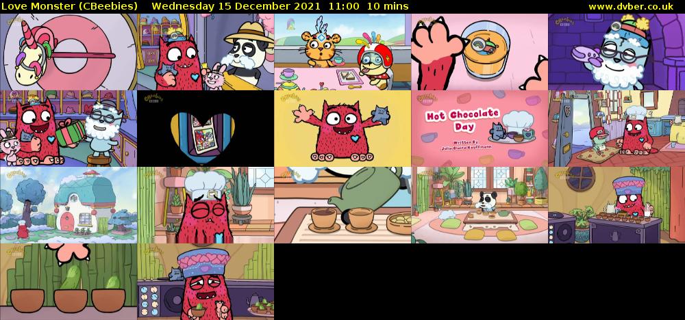 Love Monster (CBeebies) Wednesday 15 December 2021 11:00 - 11:10
