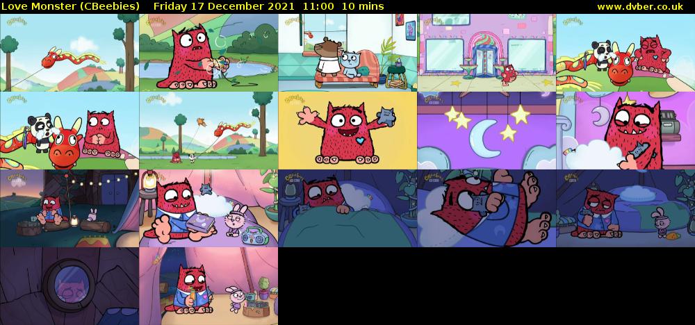 Love Monster (CBeebies) Friday 17 December 2021 11:00 - 11:10