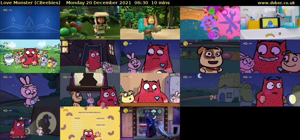Love Monster (CBeebies) Monday 20 December 2021 06:30 - 06:40