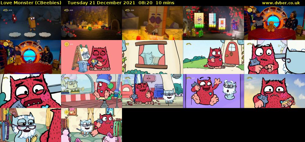 Love Monster (CBeebies) Tuesday 21 December 2021 08:20 - 08:30