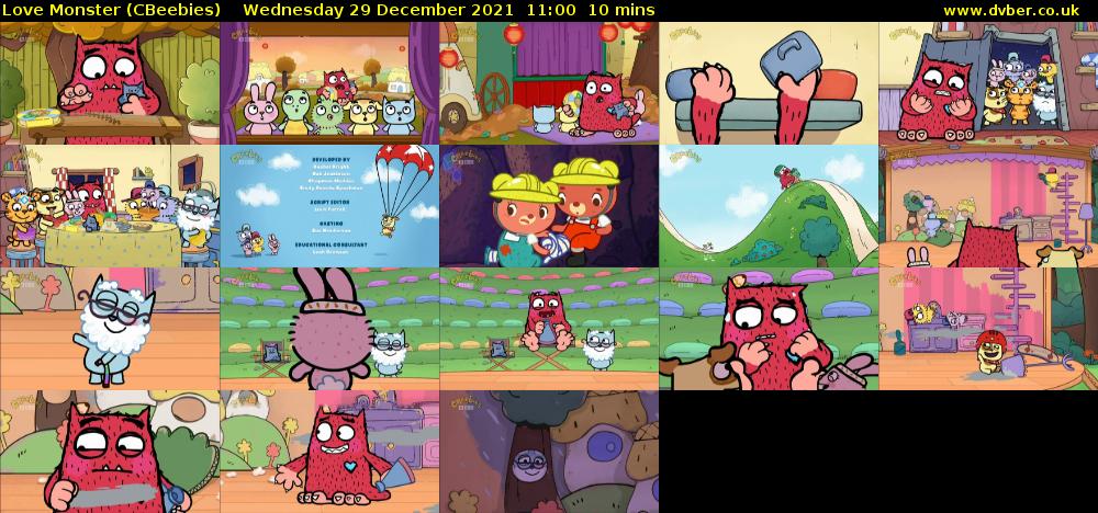 Love Monster (CBeebies) Wednesday 29 December 2021 11:00 - 11:10