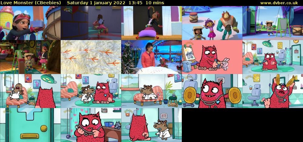 Love Monster (CBeebies) Saturday 1 January 2022 13:45 - 13:55