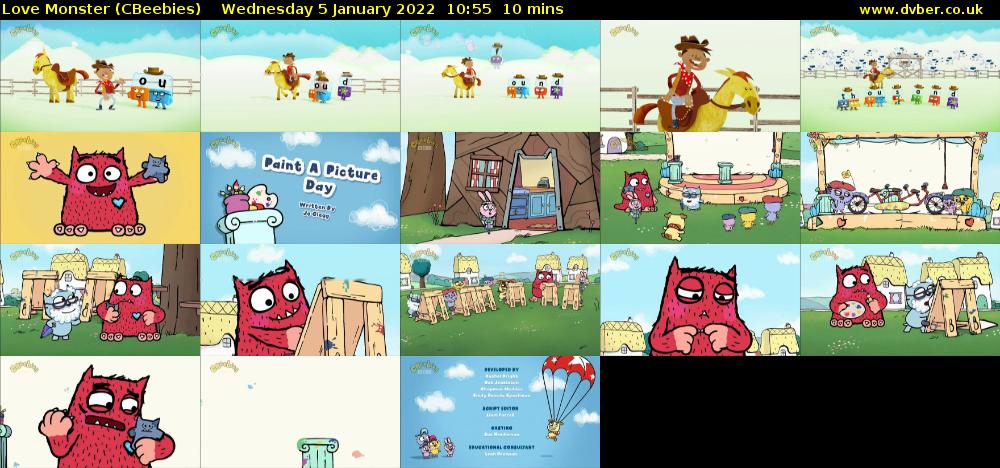 Love Monster (CBeebies) Wednesday 5 January 2022 10:55 - 11:05