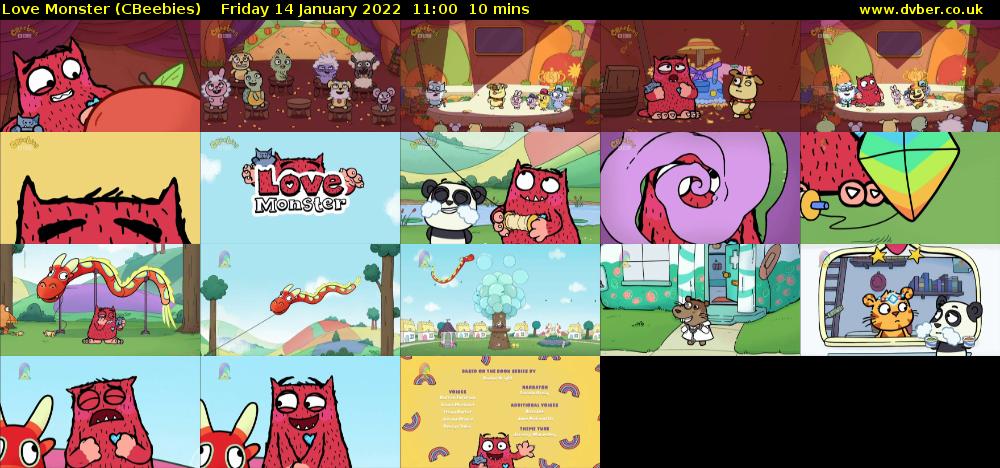 Love Monster (CBeebies) Friday 14 January 2022 11:00 - 11:10