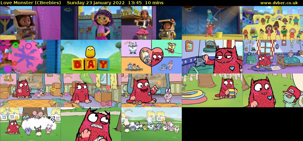 Love Monster (CBeebies) Sunday 23 January 2022 13:45 - 13:55