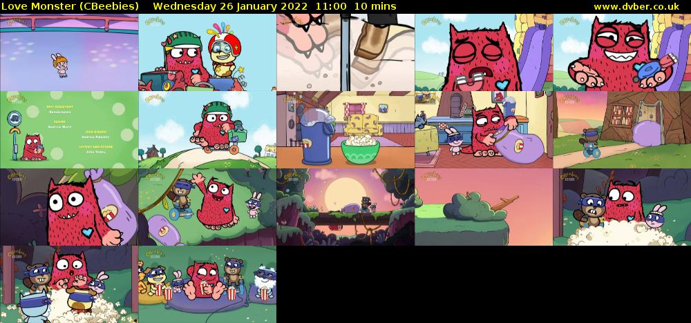 Love Monster (CBeebies) Wednesday 26 January 2022 11:00 - 11:10