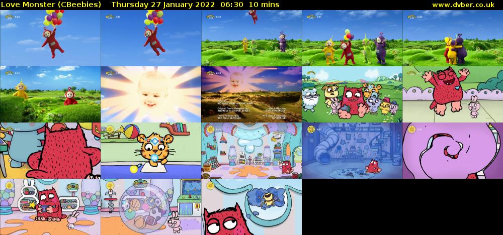 Love Monster (CBeebies) Thursday 27 January 2022 06:30 - 06:40