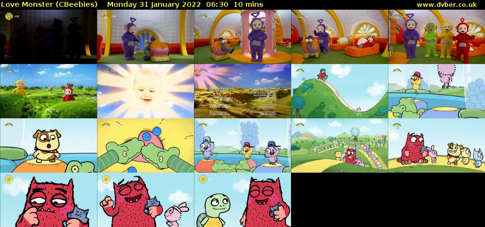 Love Monster (CBeebies) Monday 31 January 2022 06:30 - 06:40