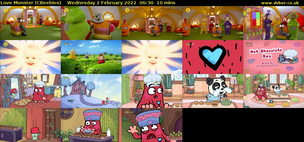 Love Monster (CBeebies) Wednesday 2 February 2022 06:30 - 06:40