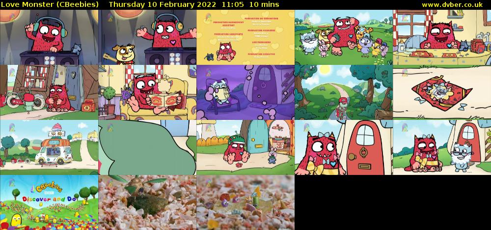Love Monster (CBeebies) Thursday 10 February 2022 11:05 - 11:15