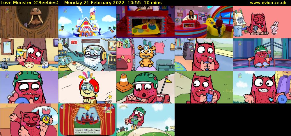 Love Monster (CBeebies) Monday 21 February 2022 10:55 - 11:05
