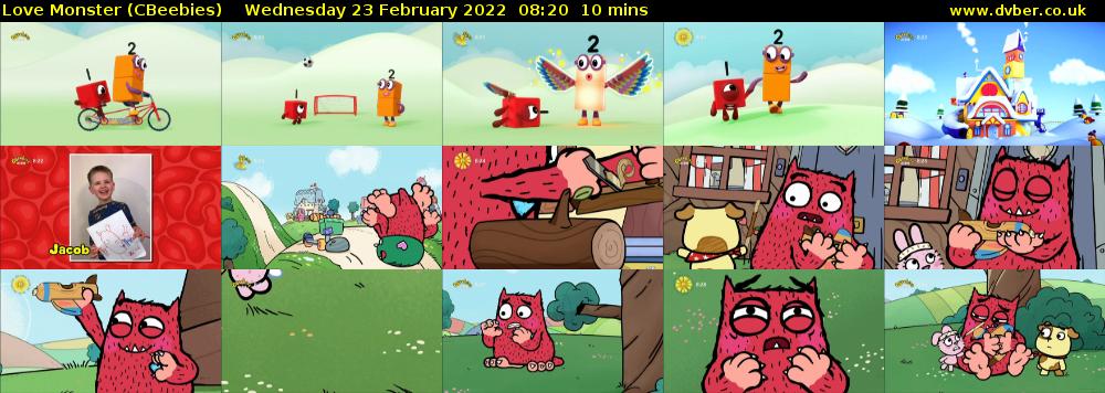 Love Monster (CBeebies) Wednesday 23 February 2022 08:20 - 08:30