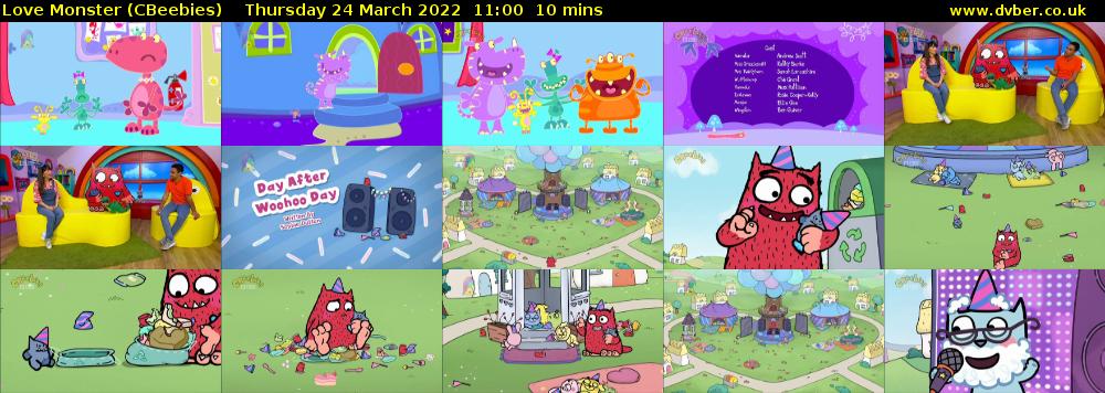 Love Monster (CBeebies) Thursday 24 March 2022 11:00 - 11:10