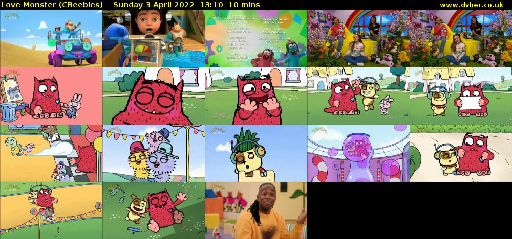 Love Monster (CBeebies) Sunday 3 April 2022 13:10 - 13:20