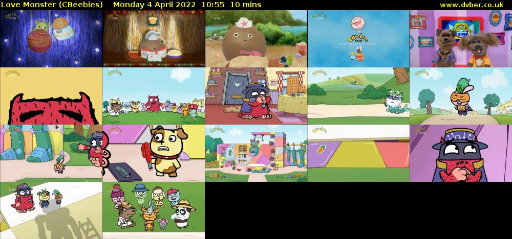 Love Monster (CBeebies) Monday 4 April 2022 10:55 - 11:05