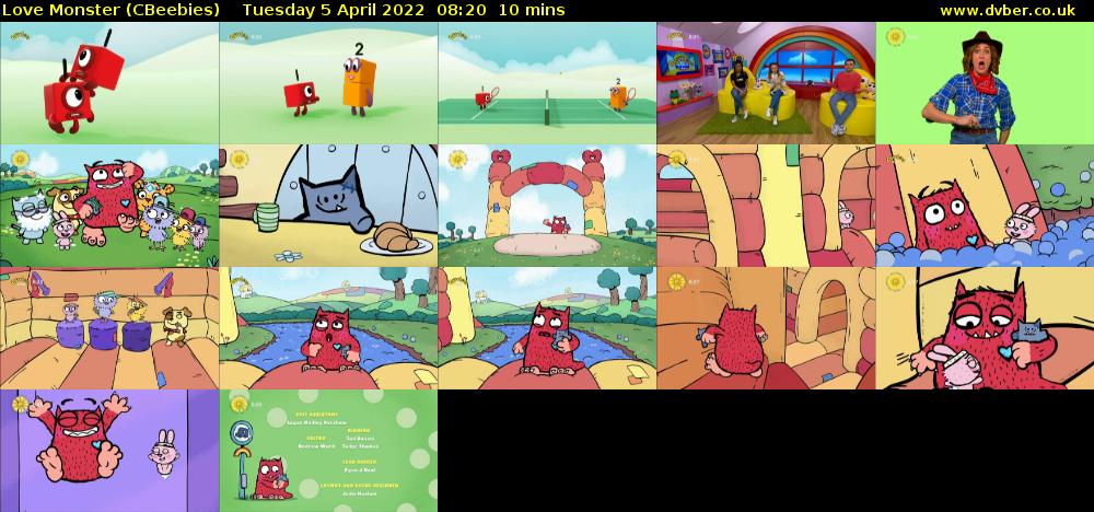 Love Monster (CBeebies) Tuesday 5 April 2022 08:20 - 08:30