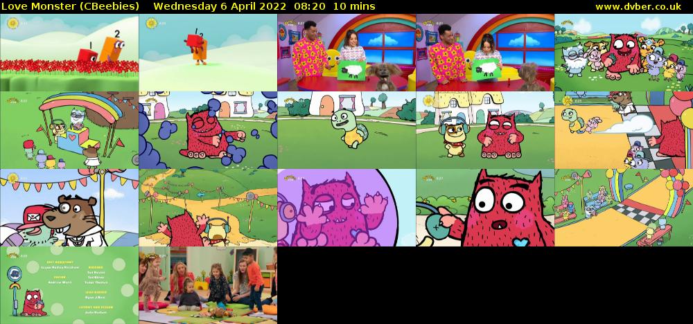 Love Monster (CBeebies) Wednesday 6 April 2022 08:20 - 08:30