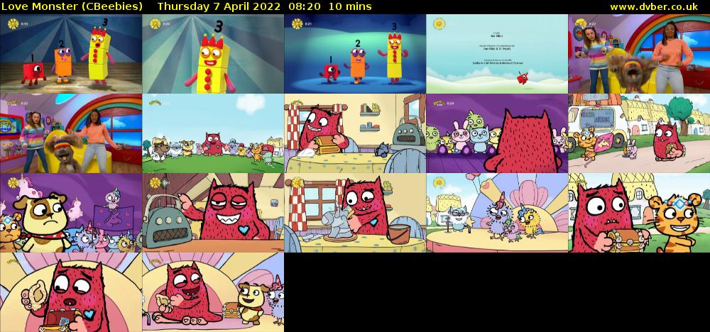 Love Monster (CBeebies) Thursday 7 April 2022 08:20 - 08:30