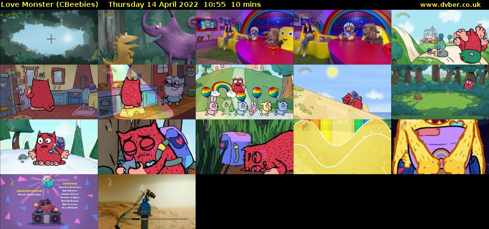 Love Monster (CBeebies) Thursday 14 April 2022 10:55 - 11:05