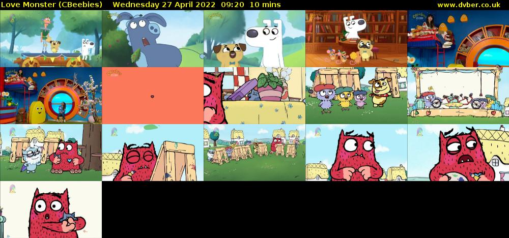 Love Monster (CBeebies) Wednesday 27 April 2022 09:20 - 09:30