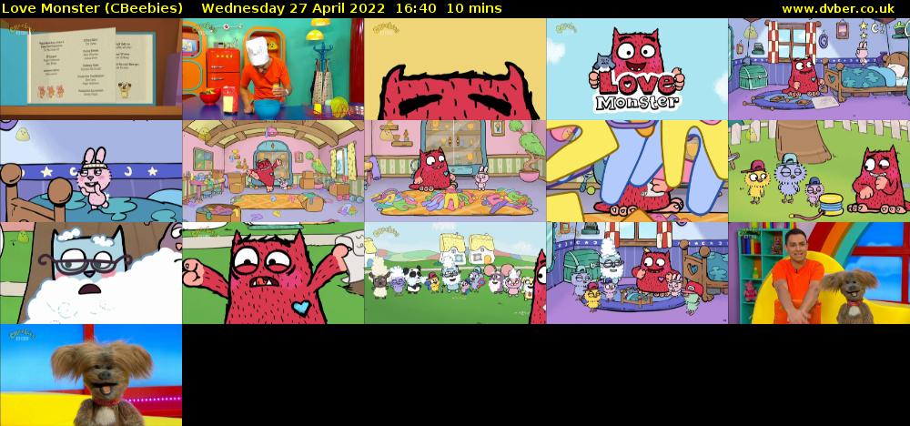Love Monster (CBeebies) Wednesday 27 April 2022 16:40 - 16:50