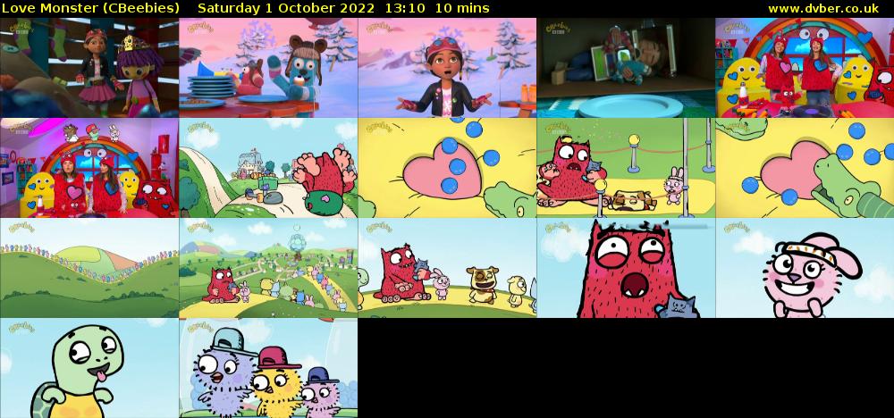 Love Monster (CBeebies) Saturday 1 October 2022 13:10 - 13:20