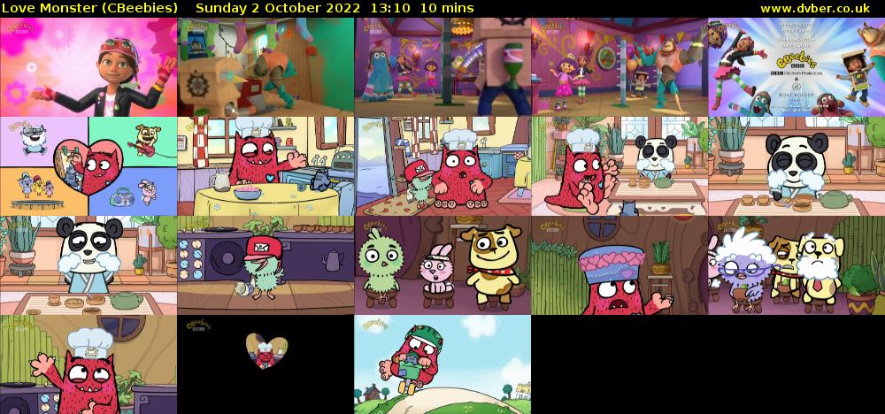 Love Monster (CBeebies) Sunday 2 October 2022 13:10 - 13:20