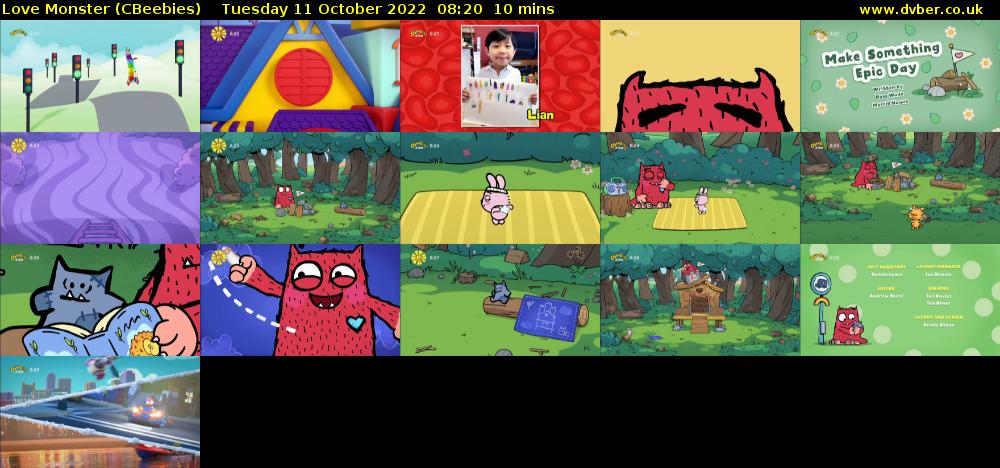 Love Monster (CBeebies) Tuesday 11 October 2022 08:20 - 08:30