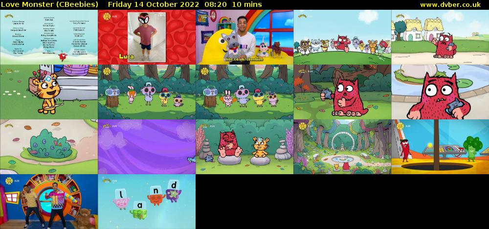 Love Monster (CBeebies) Friday 14 October 2022 08:20 - 08:30