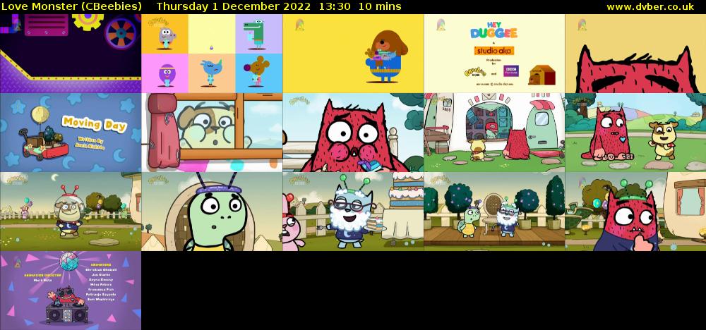 Love Monster (CBeebies) Thursday 1 December 2022 13:30 - 13:40