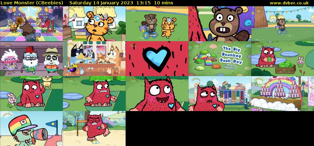 Love Monster (CBeebies) Saturday 14 January 2023 13:15 - 13:25