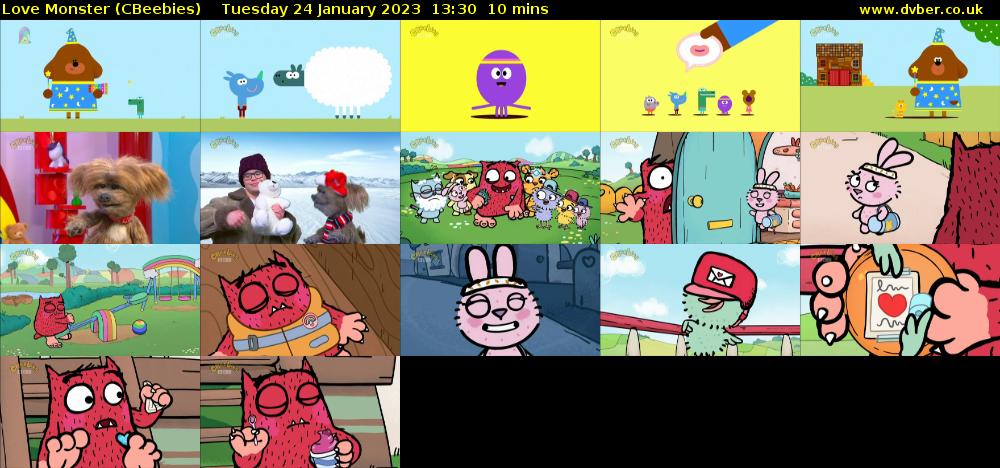 Love Monster (CBeebies) Tuesday 24 January 2023 13:30 - 13:40