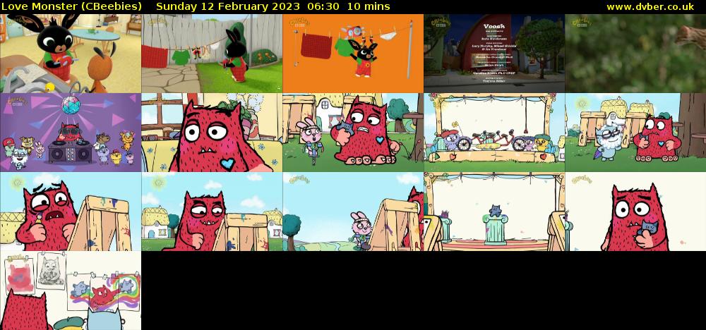 Love Monster (CBeebies) Sunday 12 February 2023 06:30 - 06:40