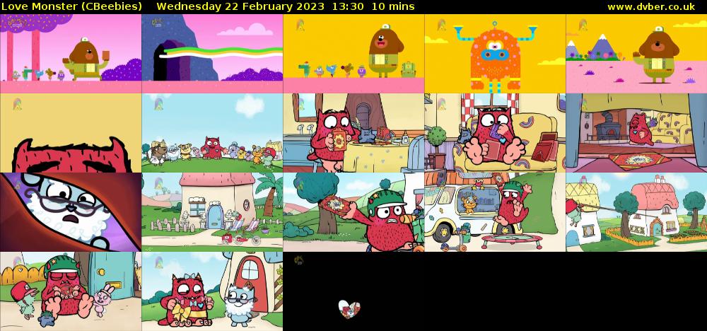 Love Monster (CBeebies) Wednesday 22 February 2023 13:30 - 13:40