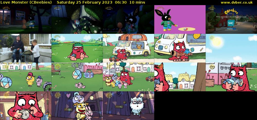 Love Monster (CBeebies) Saturday 25 February 2023 06:30 - 06:40