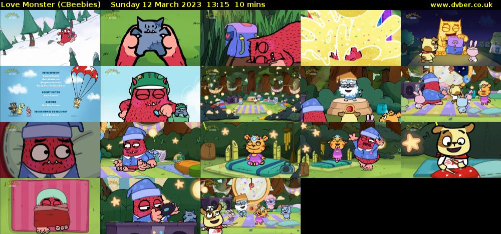 Love Monster (CBeebies) Sunday 12 March 2023 13:15 - 13:25
