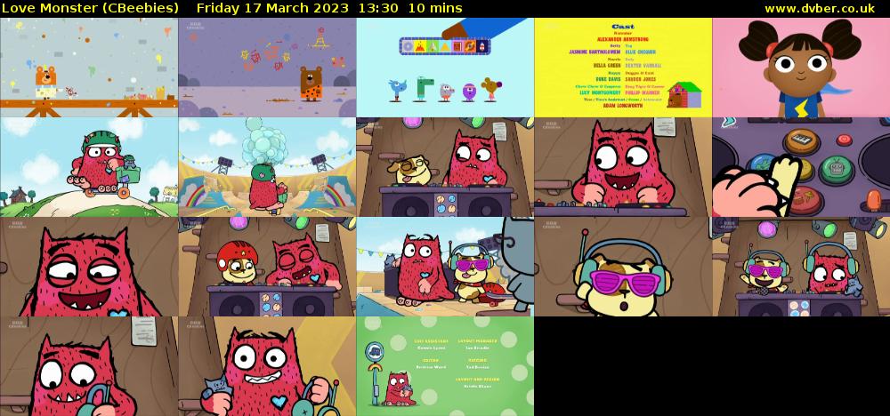Love Monster (CBeebies) Friday 17 March 2023 13:30 - 13:40