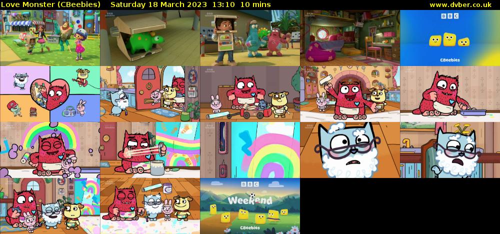 Love Monster (CBeebies) Saturday 18 March 2023 13:10 - 13:20