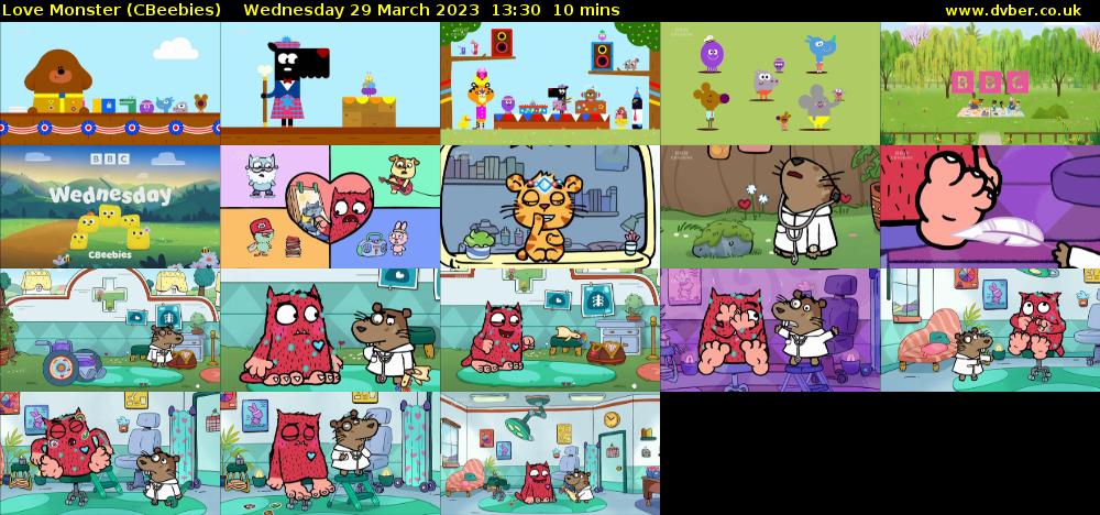 Love Monster (CBeebies) Wednesday 29 March 2023 13:30 - 13:40