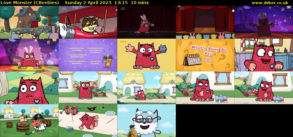 Love Monster (CBeebies) Sunday 2 April 2023 13:15 - 13:25
