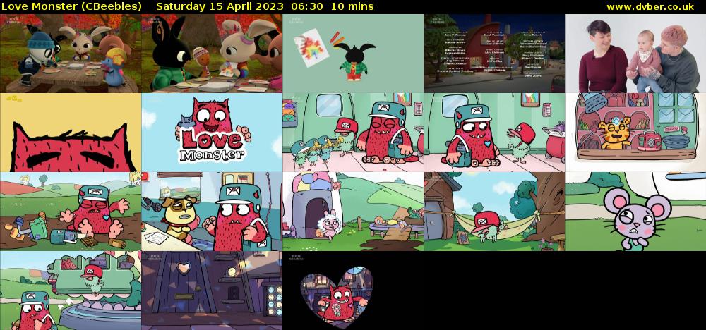 Love Monster (CBeebies) Saturday 15 April 2023 06:30 - 06:40