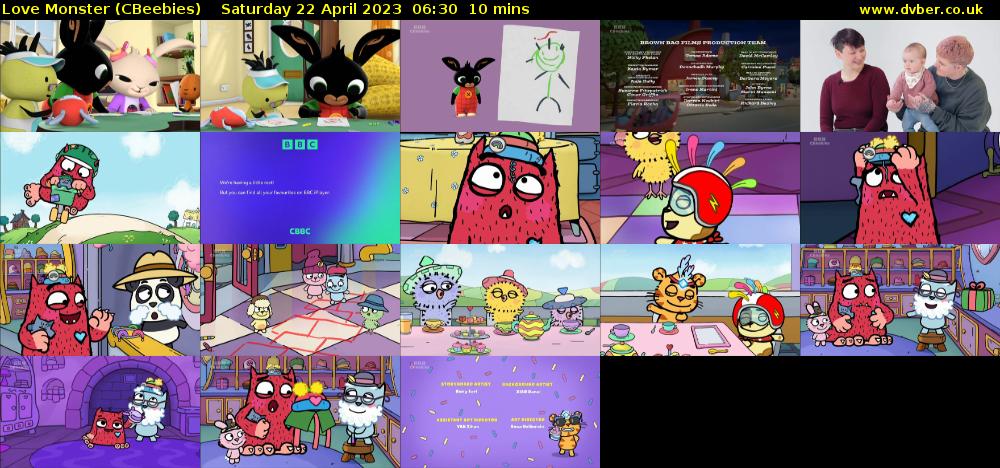 Love Monster (CBeebies) Saturday 22 April 2023 06:30 - 06:40