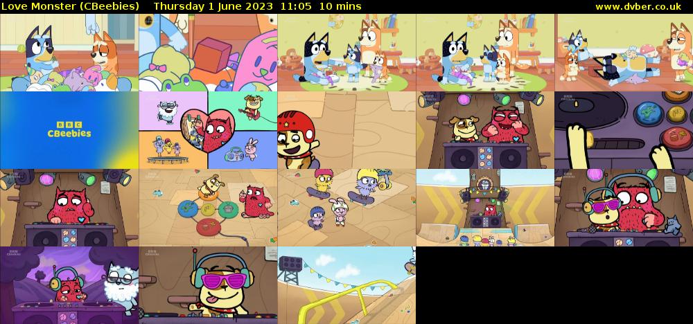 Love Monster (CBeebies) Thursday 1 June 2023 11:05 - 11:15