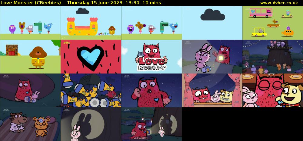 Love Monster (CBeebies) Thursday 15 June 2023 13:30 - 13:40