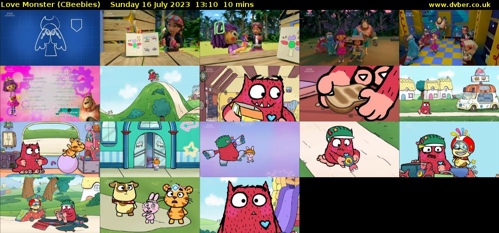 Love Monster (CBeebies) Sunday 16 July 2023 13:10 - 13:20