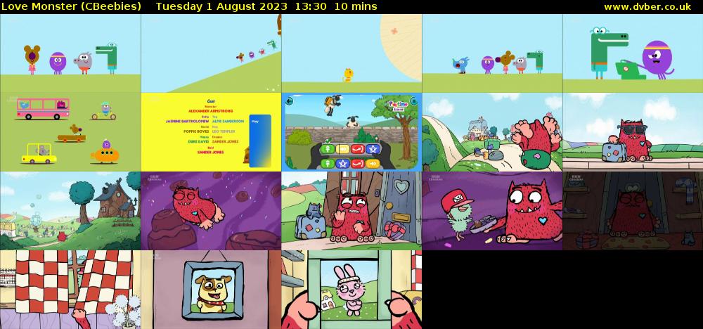 Love Monster (CBeebies) Tuesday 1 August 2023 13:30 - 13:40
