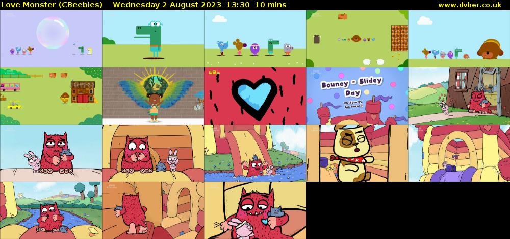 Love Monster (CBeebies) Wednesday 2 August 2023 13:30 - 13:40