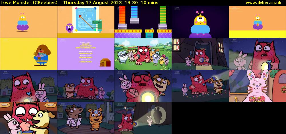 Love Monster (CBeebies) Thursday 17 August 2023 13:30 - 13:40